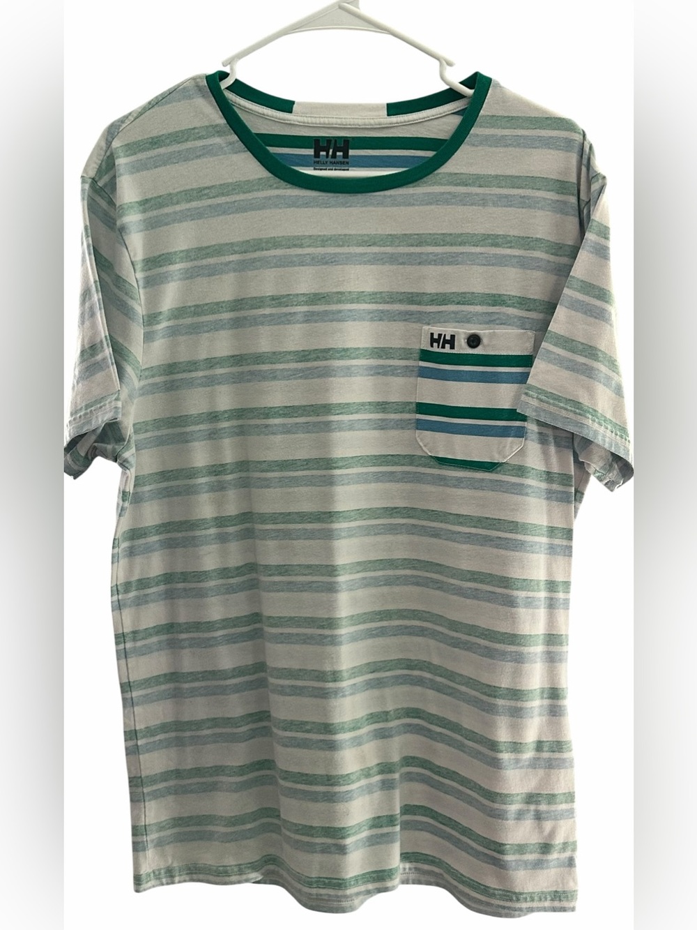 Helly Hansen Men's Short Sleeve Striped Tee Size Medium - Pre-Loved
